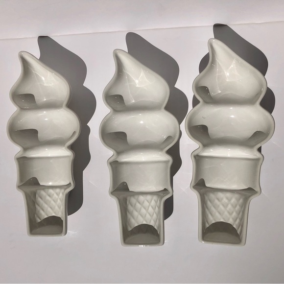 Nantucket | Dining | 3 Ice Crem Cone Dessert Bowls White 95x375